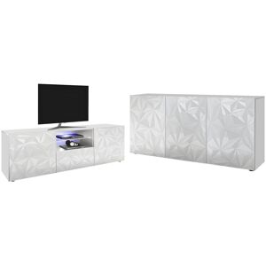 Vente-unique Conjunto aparador + móvel de TV - Branco lacado - ERIS