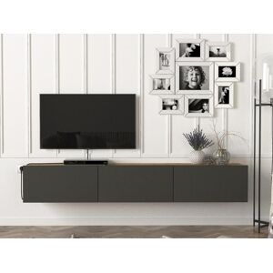 Vente-unique Móvel de TV suspenso com 3 portas antracite e natural claro - VIKILA