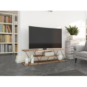 Vente-unique Móvel de TV com 2 prateleiras cor natural e preto - DELORY