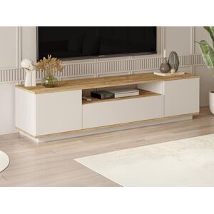 Vente-unique Móvel de TV com 3 portas e 1 nicho bege e natural - LOTULA