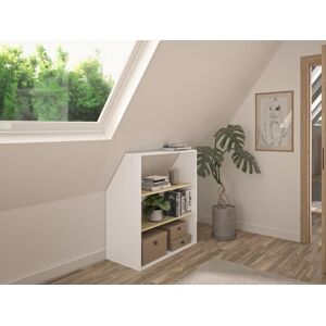 Vente-unique Móvel com inclinação, 2 prateleiras branco e natural - ADEZIO