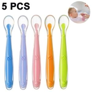 Uisave Pacote com 5 Colheres para Bebês de Primeiro Estágio Silicone Macio Colher Treinamento