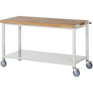 eurokraft pro Bancada de trabalho com rodas Série 8000, estrutura modular, 1 prateleira, LxP 1500 x 700 mm