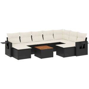 Vidaxl Conjunto 10 Sofás de Jardim com Almofadões Vime Pe Preto