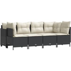 Vidaxl Conjunto 5 sofás de jardim com almofadões vime PE preto