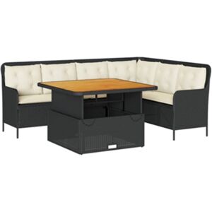 Vidaxl Conjunto 2 sofás de jardim com almofadões vime PE preto