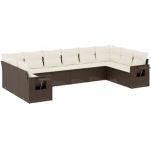 Vidaxl Conjunto 10 Sofás Jardim com Almofadões Vime Pe Castanho