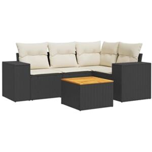 Vidaxl Conjunto 5 sofás de jardim com almofadões vime PE preto