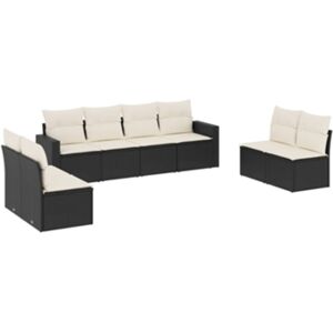 Vidaxl Conjunto 8 sofás de jardim com almofadões vime PE preto