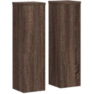 Vidaxl Conjunto 2 Suporte para plantas Marrom Madeira processada (17 x 17 x 60 cm)