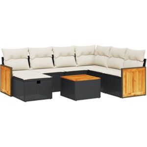 Vidaxl Conjunto 8 sofás de jardim com almofadões vime PE preto