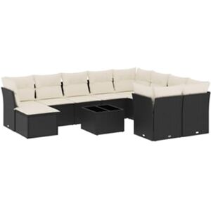 Vidaxl Conjunto 11 Sofás de Jardim com Almofadões Vime Pe Preto