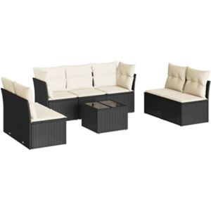 Vidaxl Conjunto 8 sofás de jardim com almofadões vime PE preto