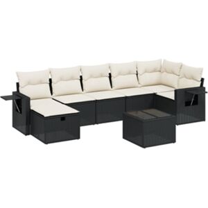 Vidaxl Conjunto 8 sofás de jardim com almofadões vime PE preto