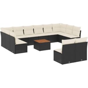 Vidaxl Conjunto 13 de sofás de jardim com almofadões vime PE preto