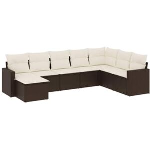 Vidaxl Conjunto 8 Sofás de Jardim com Almofadões Vime Pe Castanho