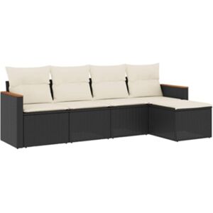 Vidaxl Conjunto 5 sofás de jardim com almofadões vime PE preto