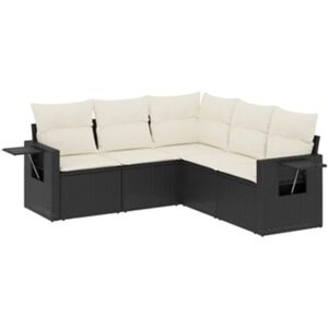 Vidaxl Conjunto 5 sofás de jardim com almofadões vime PE preto