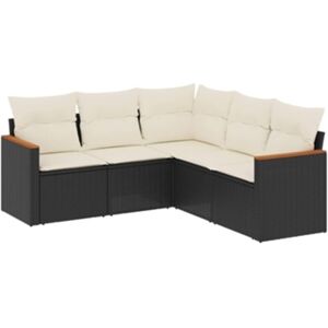 Vidaxl Conjunto 5 sofás de jardim com almofadões vime PE preto