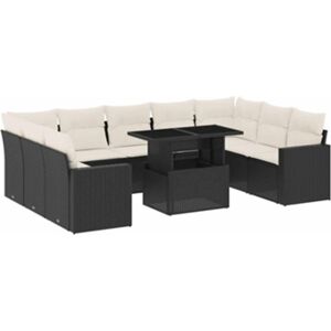 Vidaxl Conjunto 10 Sofás de Jardim com Almofadões Vime Pe Preto