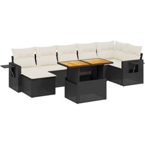Vidaxl Conjunto 8 Sofás de Jardim com Almofadões Vime Pe Preto