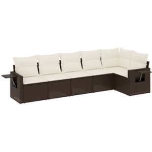 Vidaxl Conjunto 6 de Sofás Jardim com Almofadões Vime Pe Castanho