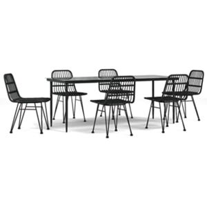 Vidaxl 7 Pcs Conjunto De Jantar Para Jardim Vime Pe Preto