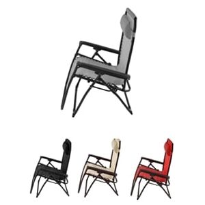 Jardin202 Espreguiçadeira dobrável reclinável em aço – Rede com travesseiro removível, apoios de braços e apoio para pés – Unidade de cadeira ergonômica de jardim cinza