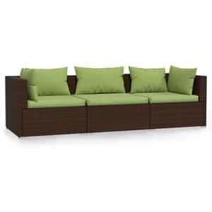 Vidaxl Sofá de 3 lugares Marrom Rattan / Vime (70x70x60.5 cm)