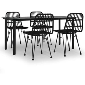 Vidaxl Conjunto 5 de jantar p/ jardim vime PE preto
