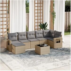 Clicnbuy 8 Peças Conjunto de Sofás P/ Jardim com Almofadões Vime Pe Bege CLIC N BUY