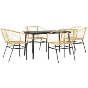 Vidaxl Conjunto 5 Jantar Jardim Vidro Vime Pe Castanho