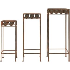 Pangshiyuan Suportes para Plantas 3 Pcs Estilo Vintage Metal Enferrujado