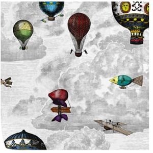 Wallpapers4beginners Papel de Parede Vintage Balões de Ar Quente (250x200cm - Branco)
