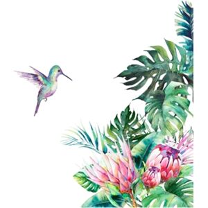 S/marca Adesivo De Parede Planta Verde, Tropical, Aquarela Removível, Decoração Para Casa, 68 X 60.