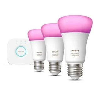 Philips White and Color Ambiance, Kit Starter 3 Bulbs E27, 75W, Bluetooth, trabalha com Alexa, Google e HomeKit