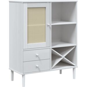 Vidaxl Móvel alto SENJA aspeto vime pinho maciço branco (90x40x112 cm)