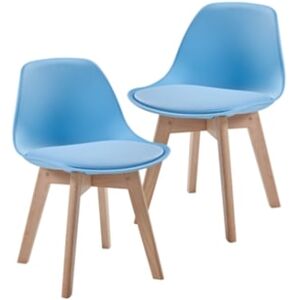En.Casa Conjunto de 2 Cadeiras para Crianças Elvdal Plástico/Faiança/Pu 56X38X33 Cm Azul Celeste