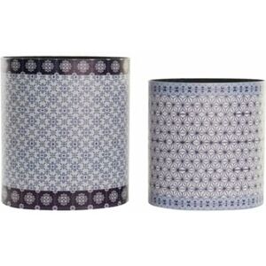 Dkd Home Decor Azul Branco Madeira Lona Vintage Lixeira