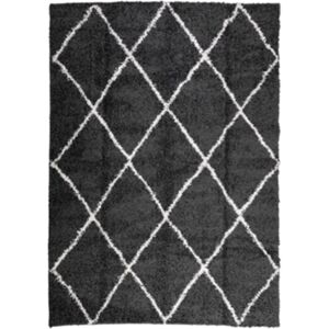 Vidaxl Tapete shaggy de pelo alto preto e creme (200x280 cm)