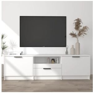 S Móvel Para Tv 140x35x40 Cm Madeira Proceada Branco