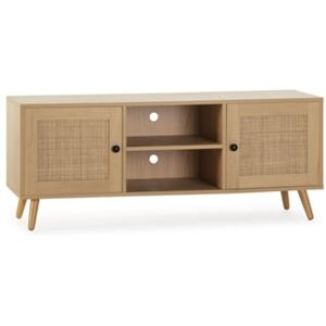 Vs Venta-Stock Móvel Tv Bella 2 Portas Cor Carvalho com Rattan Natural 120 x 40 x 48