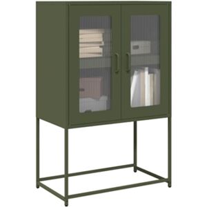 Pangshiyuan Aparador alto 68x39x107 cm aço verde azeitona