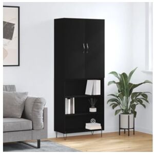 Pangshiyuan Armário alto 69,5x34x180 cm derivados de madeira preto