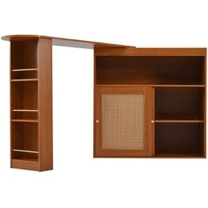 Mobrio Buffetbar Giratório Retrátil Com Prateleiras Ajustáveis Charme Vintage Castanho