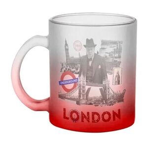 Fabulous Caneca de Vidro Vermelha Colagem de Londres Viagem Vintage para Londres