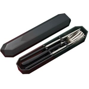 Zmdecqna Conjunto Portátil de Talheres de Aço Inoxidável de 3 Peças Conjunto de Talheres Reutilizáveis Seguro para Máquina de Lavar Louça Preto