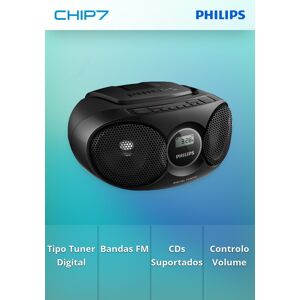 PHILIPS LEITOR AUDIO REPRODUCTOR CDS RADIO AZ215B/12 PRETO