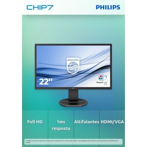 PHILIPS MONITOR TN 22"(21.5) FHD VGA DVI HDMI DP USB COLUNAS HAS PIVOT 221B8LJEB