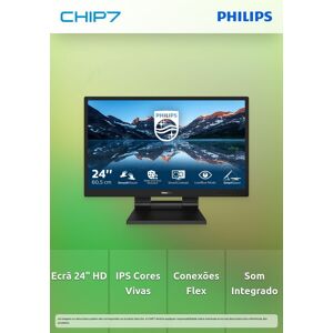 Philips 242B9T - Monitor LED - 24" (23.8" visível) - ecrã de toque - 1920 x 1080 Full HD (1080p) @ 60 Hz - IPS - 250 cd/m² - 1000:1 - 5 ms - HDMI, DVI-D, VGA, DisplayPort - altifalantes - textura preta